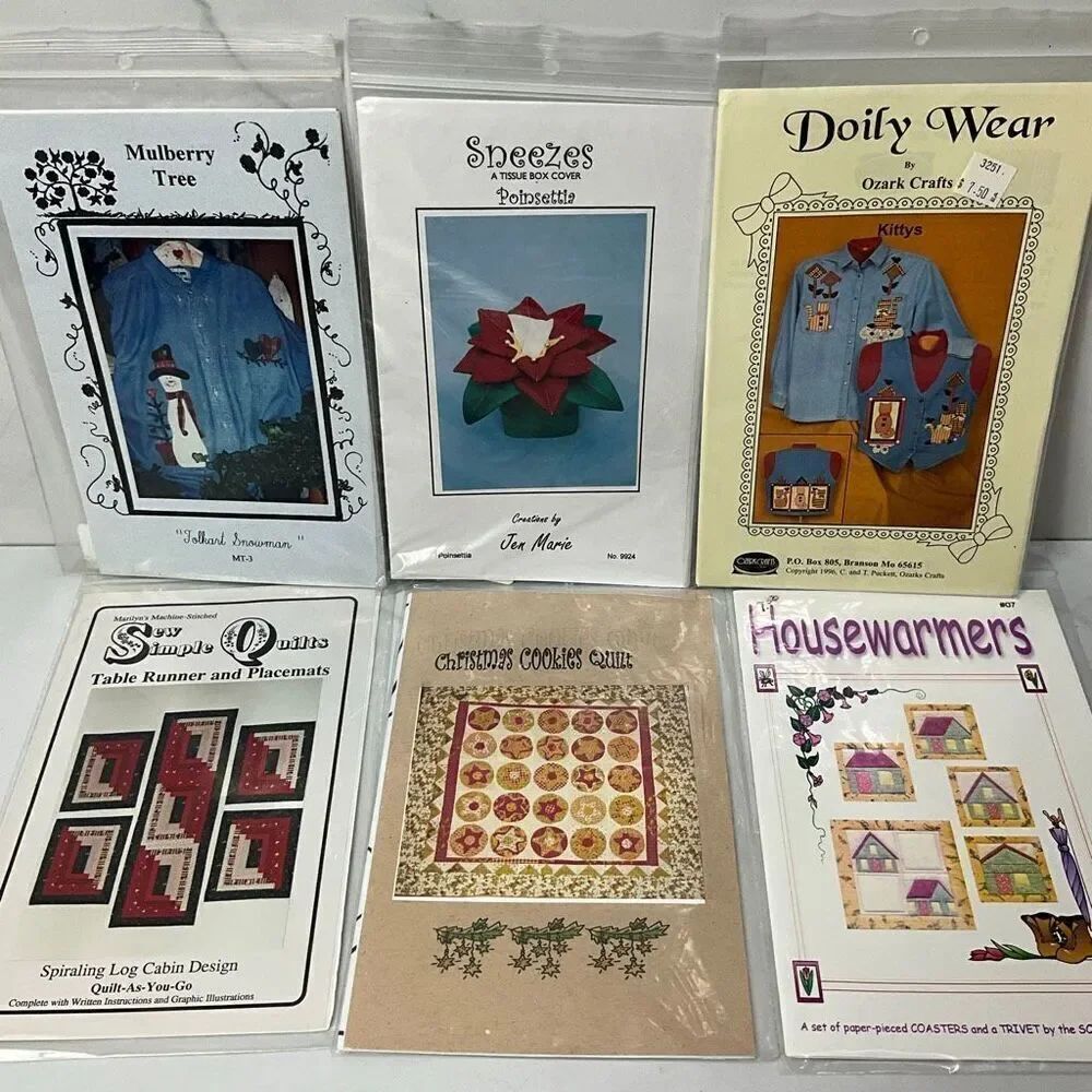Set of 6 quilt sewing patterns